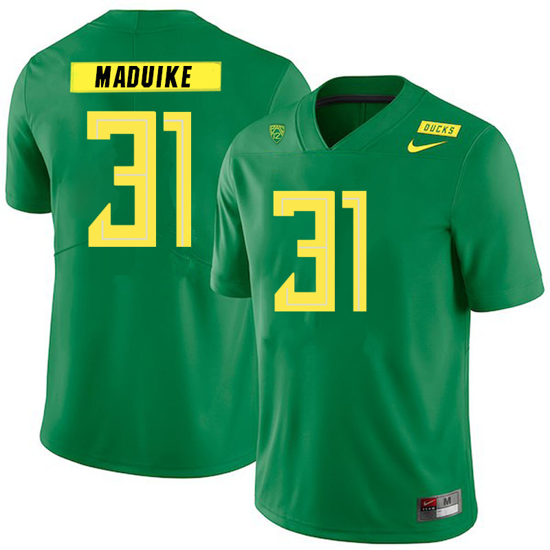 2019 Men #31 KJ Maduike Oregon Ducks College Football Jerseys Sale-Green